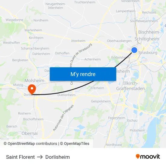 Saint Florent to Dorlisheim map