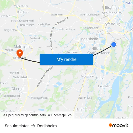 Schulmeister to Dorlisheim map