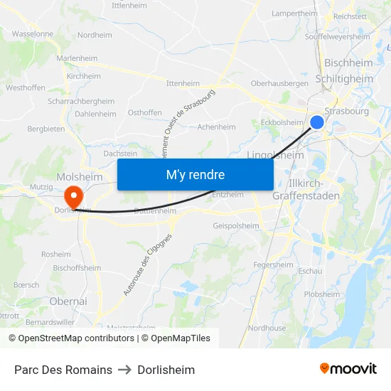 Parc Des Romains to Dorlisheim map