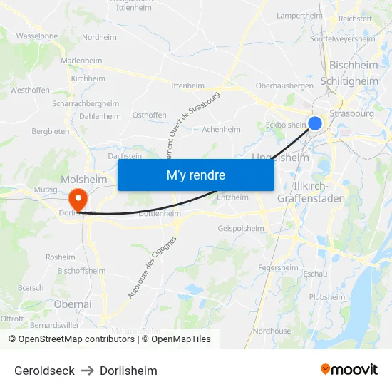 Geroldseck to Dorlisheim map