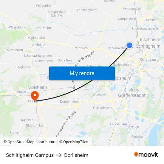 Schiltigheim Campus to Dorlisheim map
