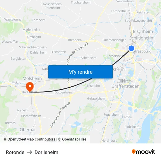 Rotonde to Dorlisheim map