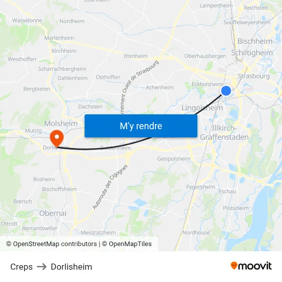 Creps to Dorlisheim map