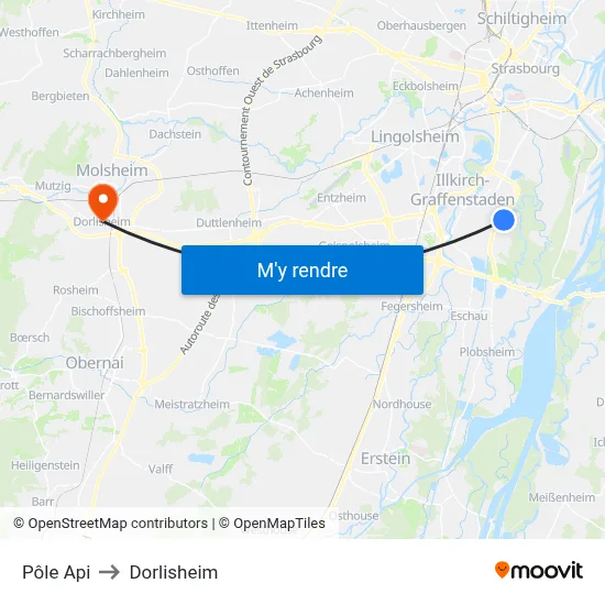 Pôle Api to Dorlisheim map