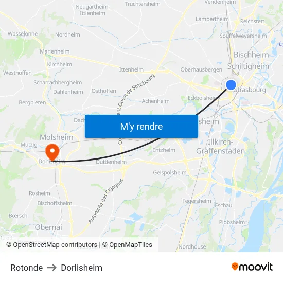 Rotonde to Dorlisheim map