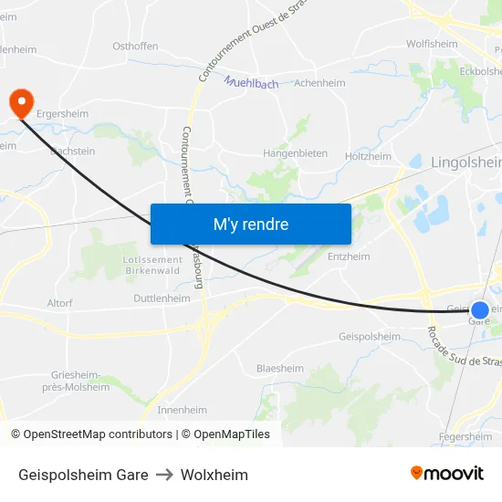 Geispolsheim Gare to Wolxheim map