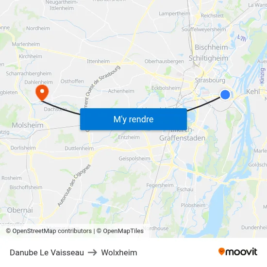 Danube Le Vaisseau to Wolxheim map