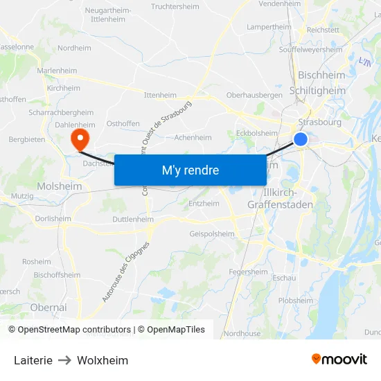 Laiterie to Wolxheim map