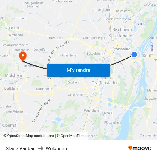Stade Vauban to Wolxheim map