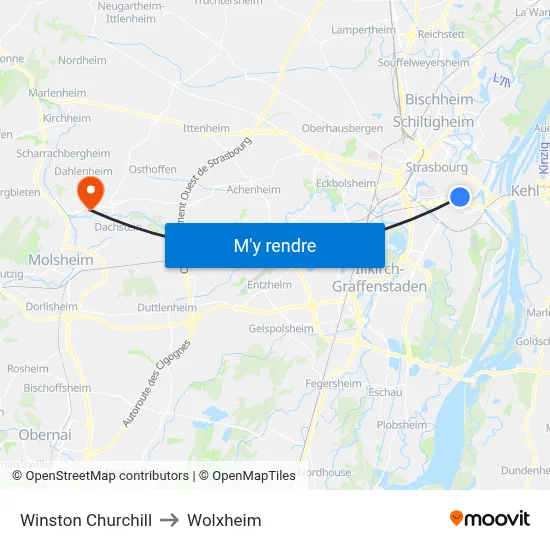 Winston Churchill to Wolxheim map