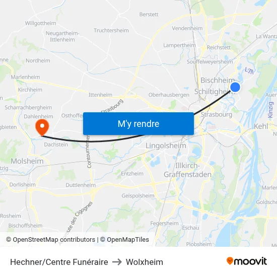 Hechner/Centre Funéraire to Wolxheim map
