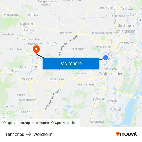 Tanneries to Wolxheim map