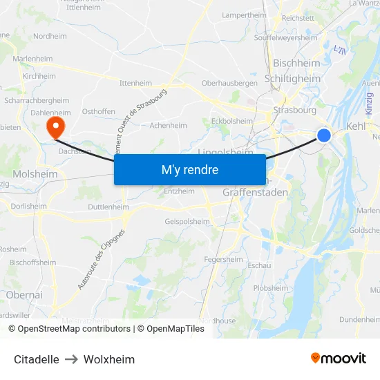 Citadelle to Wolxheim map