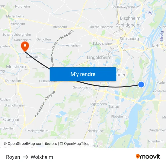 Royan to Wolxheim map