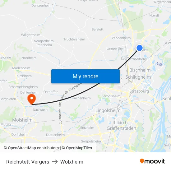 Reichstett Vergers to Wolxheim map