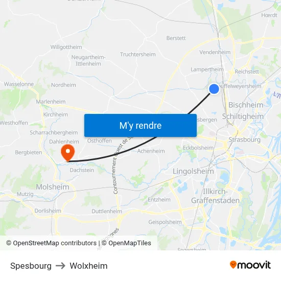 Spesbourg to Wolxheim map