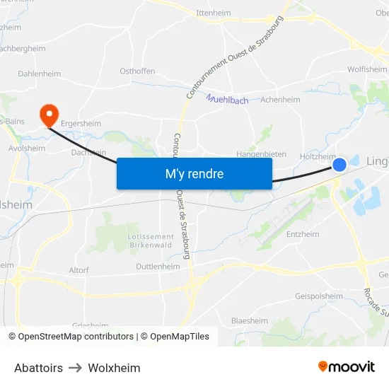Abattoirs to Wolxheim map