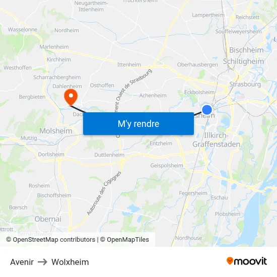 Avenir to Wolxheim map
