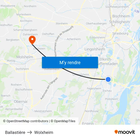 Ballastière to Wolxheim map