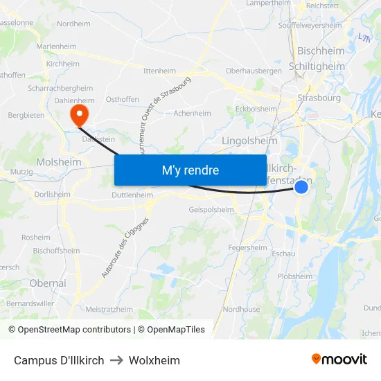 Campus D'Illkirch to Wolxheim map