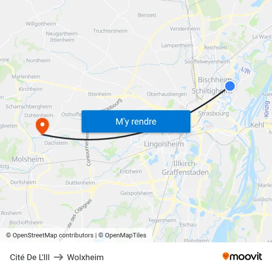 Cité De L'Ill to Wolxheim map