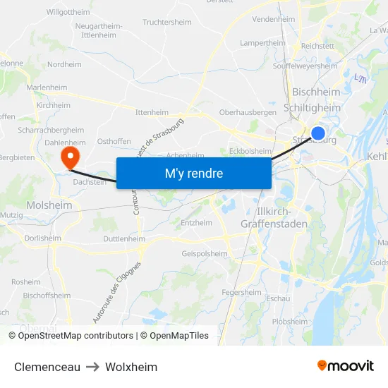 Clemenceau to Wolxheim map