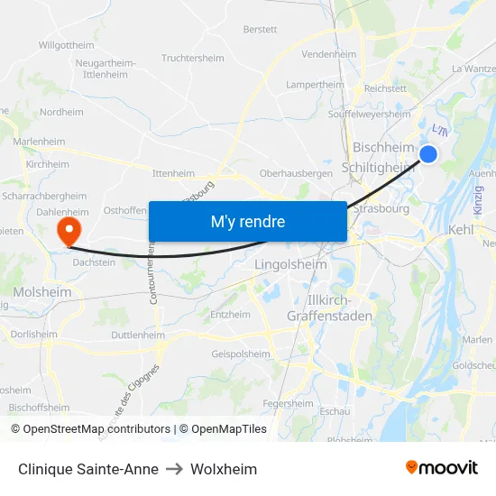 Clinique Sainte-Anne to Wolxheim map