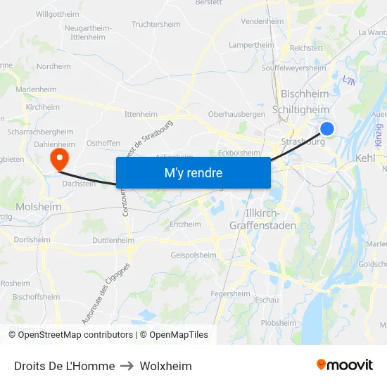 Droits De L'Homme to Wolxheim map