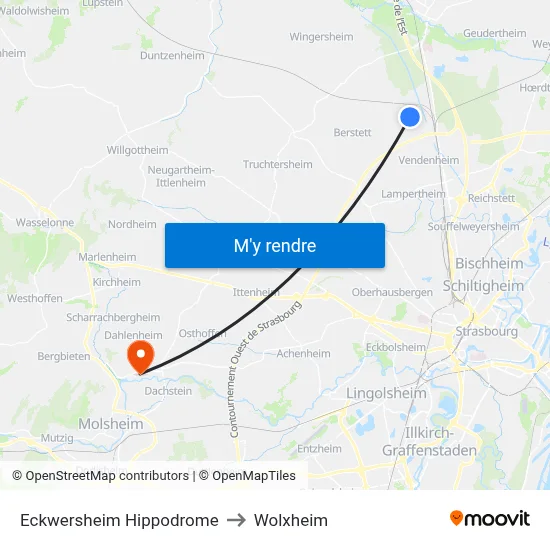 Eckwersheim Hippodrome to Wolxheim map