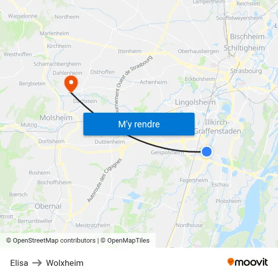 Elisa to Wolxheim map