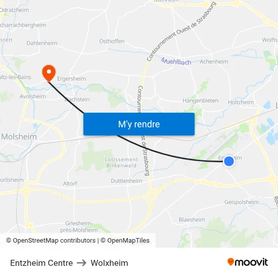 Entzheim Centre to Wolxheim map