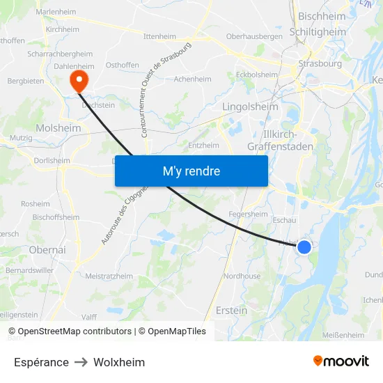 Espérance to Wolxheim map