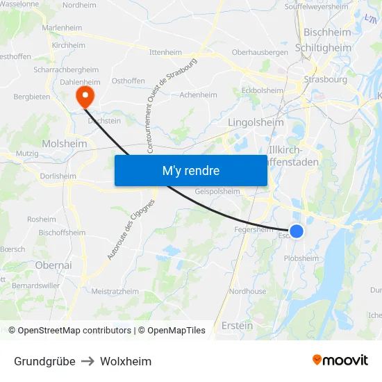Grundgrübe to Wolxheim map