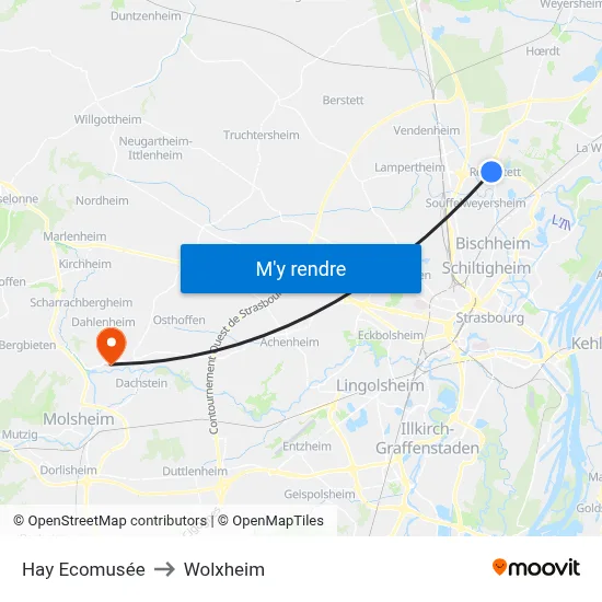 Hay Ecomusée to Wolxheim map
