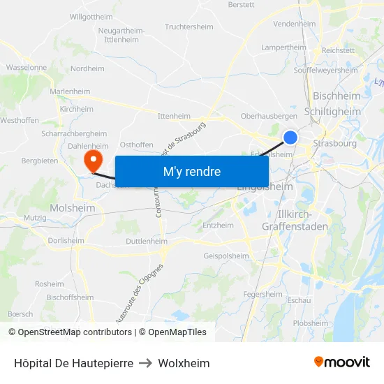 Hôpital De Hautepierre to Wolxheim map