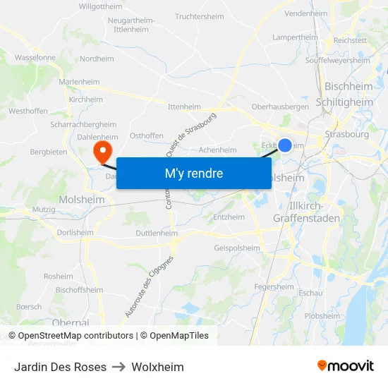 Jardin Des Roses to Wolxheim map