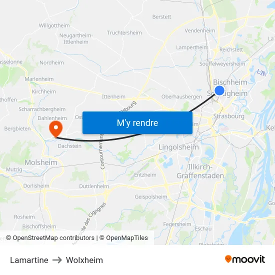 Lamartine to Wolxheim map