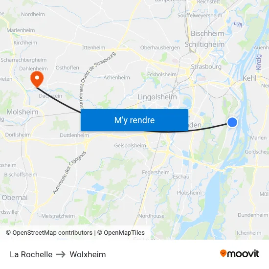 La Rochelle to Wolxheim map