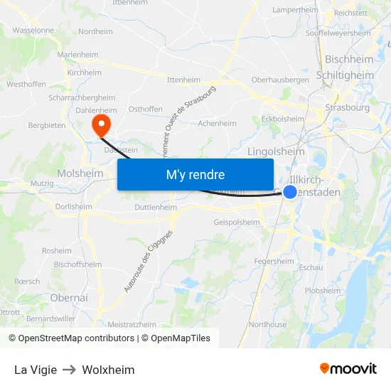 La Vigie to Wolxheim map