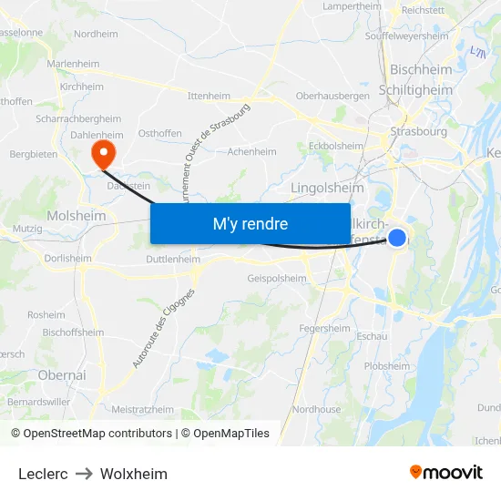 Leclerc to Wolxheim map