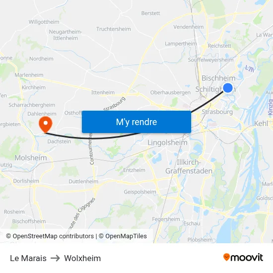 Le Marais to Wolxheim map