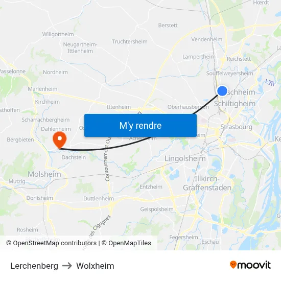 Lerchenberg to Wolxheim map