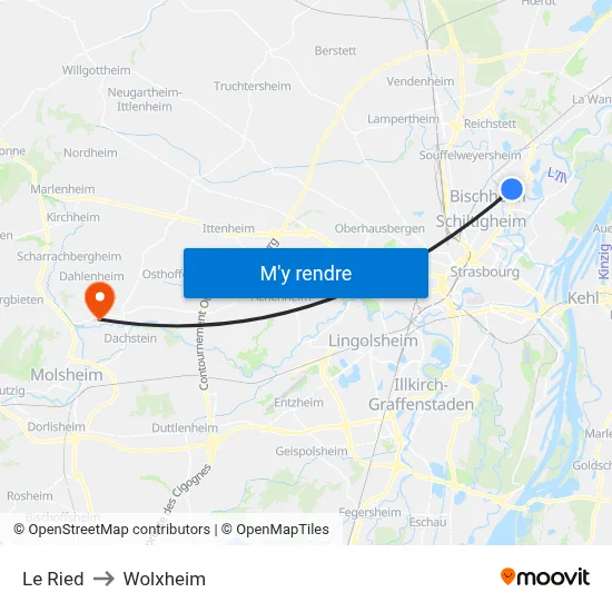 Le Ried to Wolxheim map