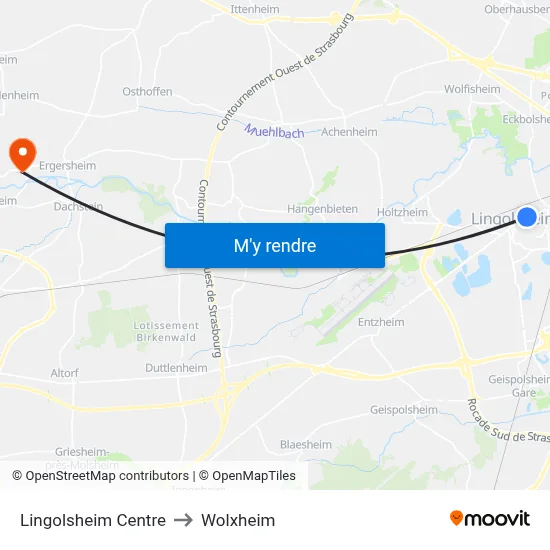 Lingolsheim Centre to Wolxheim map
