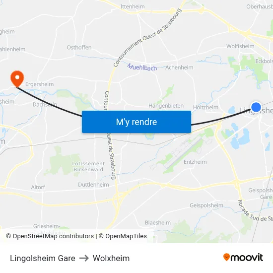 Lingolsheim Gare to Wolxheim map