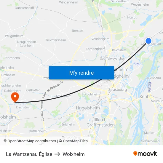 La Wantzenau Église to Wolxheim map
