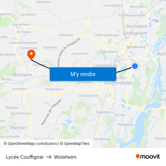 Lycée Couffignal to Wolxheim map