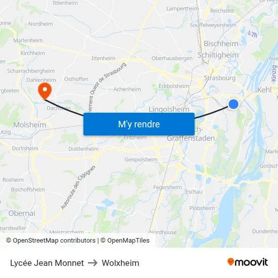 Lycée Jean Monnet to Wolxheim map