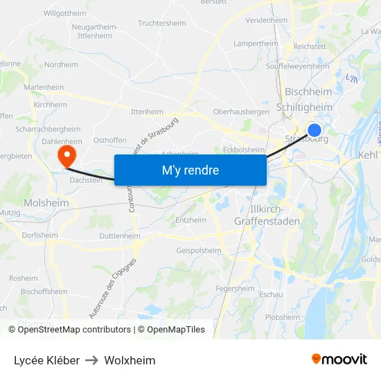 Lycée Kléber to Wolxheim map
