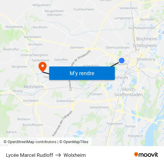 Lycée Marcel Rudloff to Wolxheim map